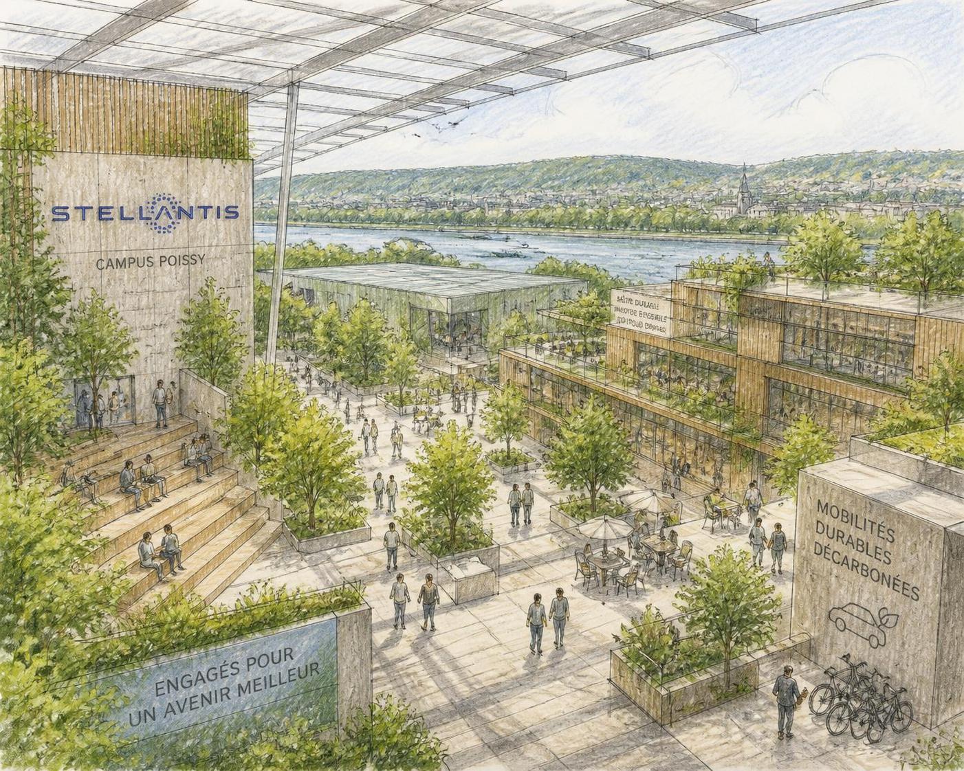 découvrez le projet innovant de stellantis green campus à poissy, un campus dédié à la mobilité durable et aux technologies écologiques pour un avenir plus vert.