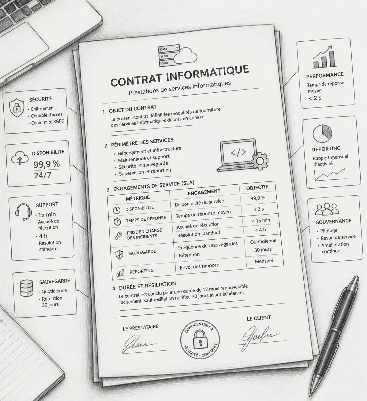 SLA informatique : ce que votre contrat vous garantit vraiment 2 découvrez ce que votre contrat sla informatique garantit réellement, ses engagements clés et comment il protège vos services it pour une performance optimale.